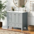 36" Bathroom Vanity with Resin Sink Combo, Solid Wood Freestanding