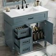 thumbnail image 1 of 36" Bathroom Vanity with Sink, Bathroom Storage Cabinet with Drawers, Freestanding Bathroom Vanity Cabinet, Solid Frame and MDF Board, Blue, 1 of 9