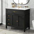 thumbnail image 1 of 36" Bathroom Vanity with Sink Combo Set, Solid Wood Frame Modern Bathroom Storage Cabinet with 2 Drawers and 2 Soft Closing Doors, Black, 1 of 9