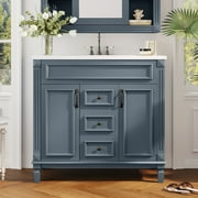 ENSHUI 36-Inch Freestanding Bathroom Vanity with Sink, 2 Doors and 2 Drawers, Blue