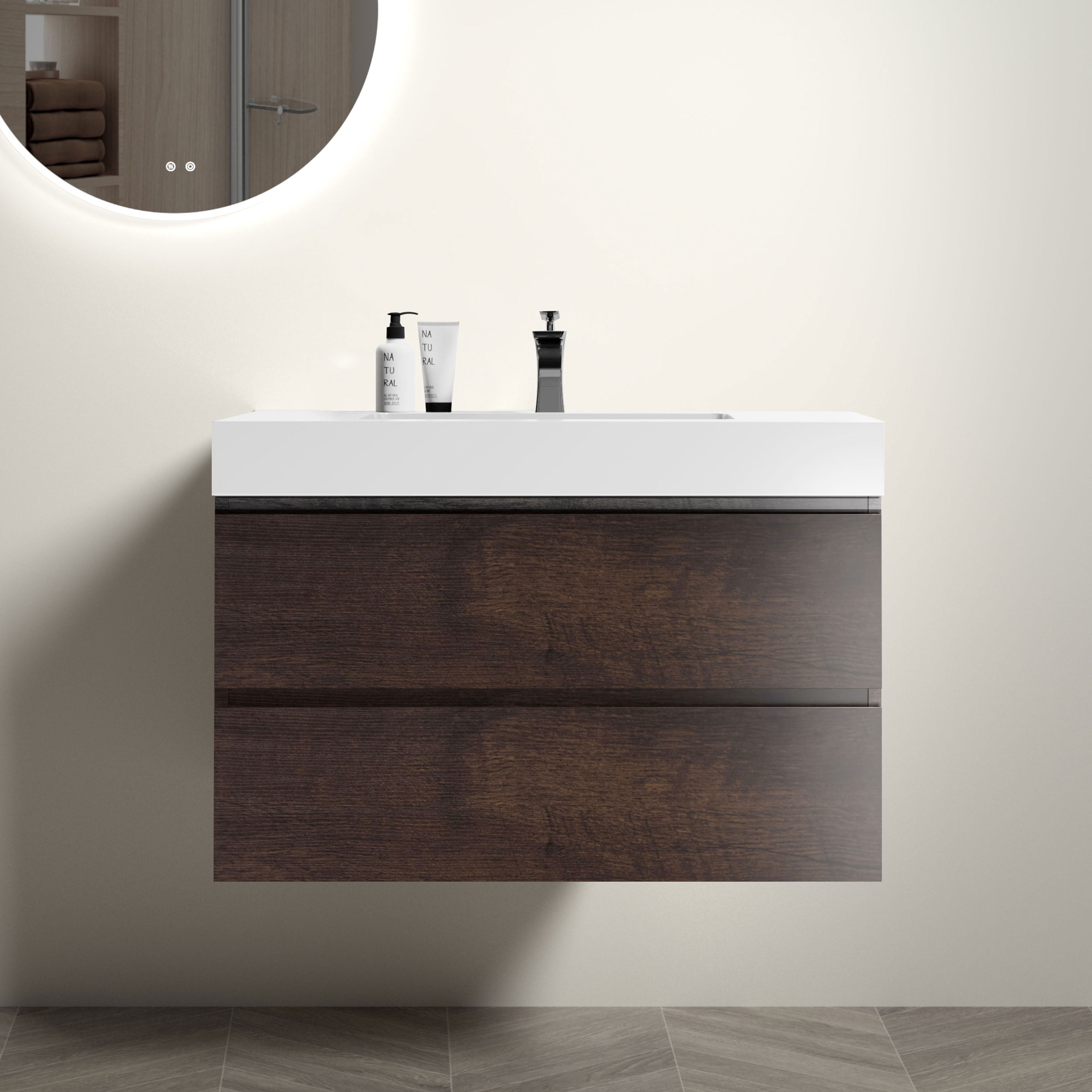36" Bathroom Vanity with Sink, Large Storage Wall Mounted Floating ...