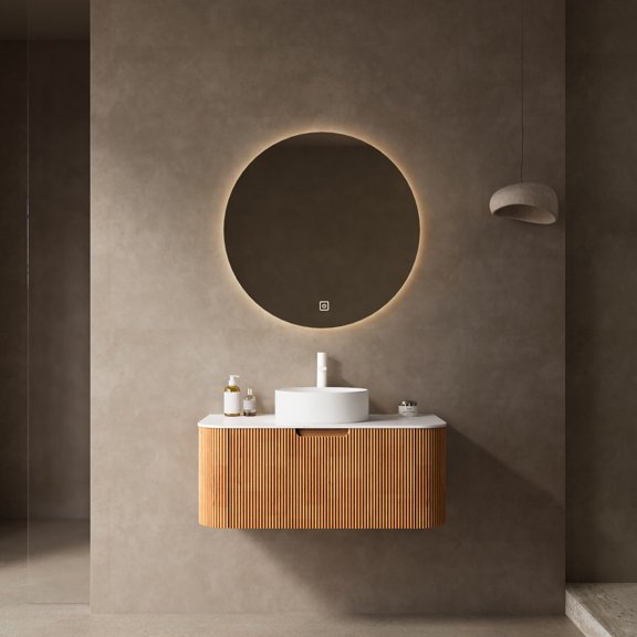 36" Bathroom Vanity with Sink | Modern Wall - Mounted for Bathroom Storage | Ceramic Basin & Plywood Cabinet | Solves Lack of Bathroom Storage