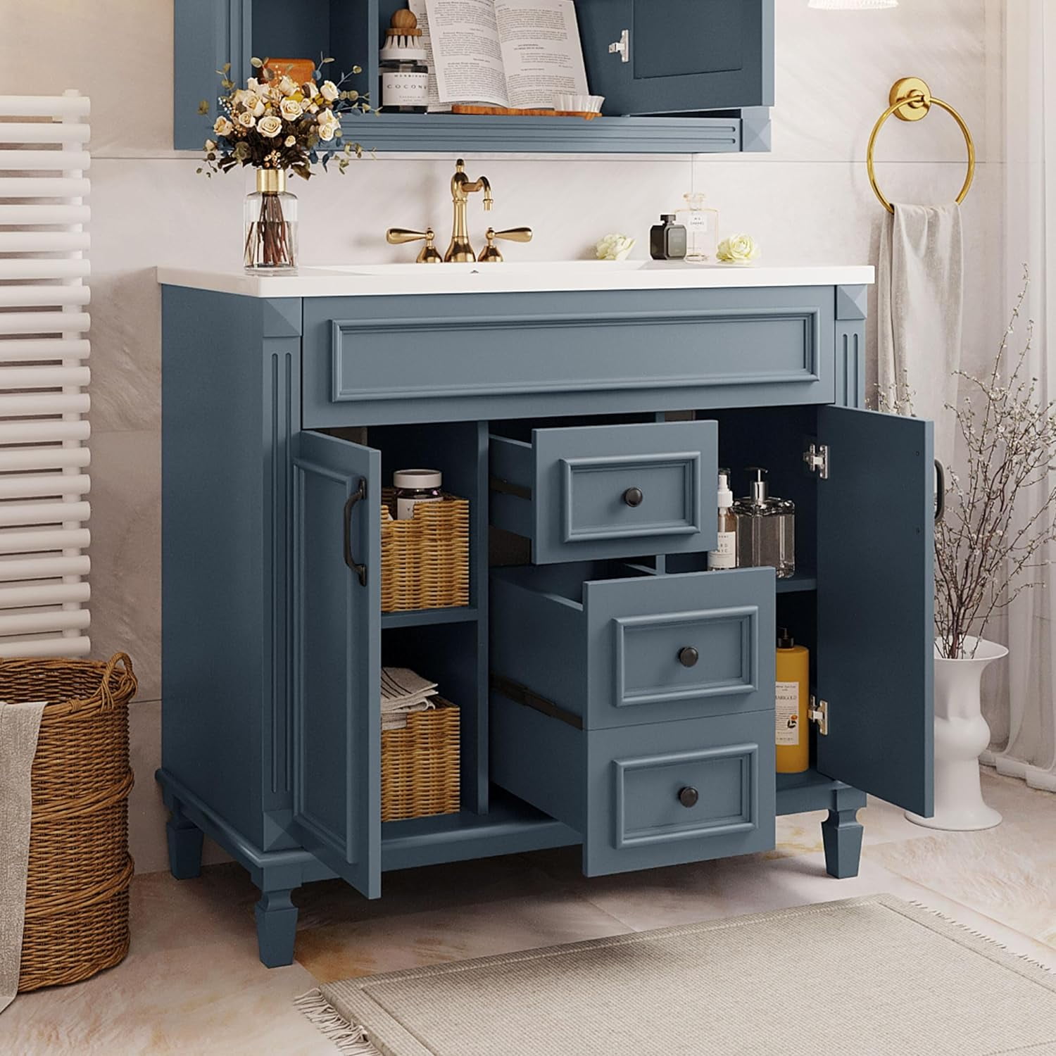 36" Bathroom Vanity with Sink, Single Bathroom Vanity with 2 Drawers ...
