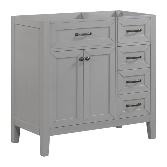 36-inch bathroom vanity cabinet base, solid frame with MDF board, bathroom cabinet with drawers, sink not included