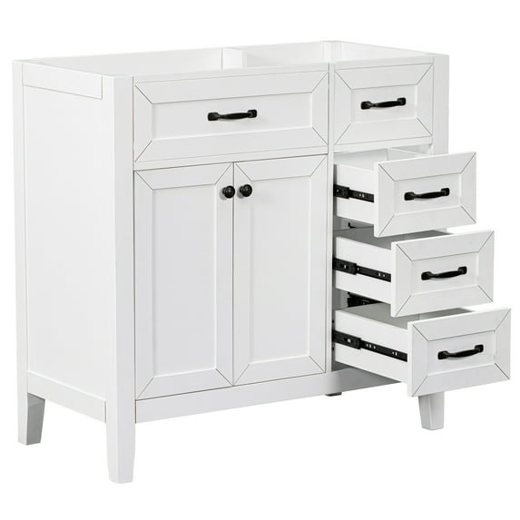 36" Bathroom Vanity without Sink, Cabinet Base Only, Bathroom Cabinet with Drawers, White(Sink not included)