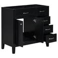 thumbnail image 1 of 36" Bathroom Vanity without Sink, Cabinet Base Only, Modern Bathroom Storage Cabinet with Drawers and Build-in Shelf, Open Shelf, Solid Wood Frame Home Cabinet, Black, 1 of 9