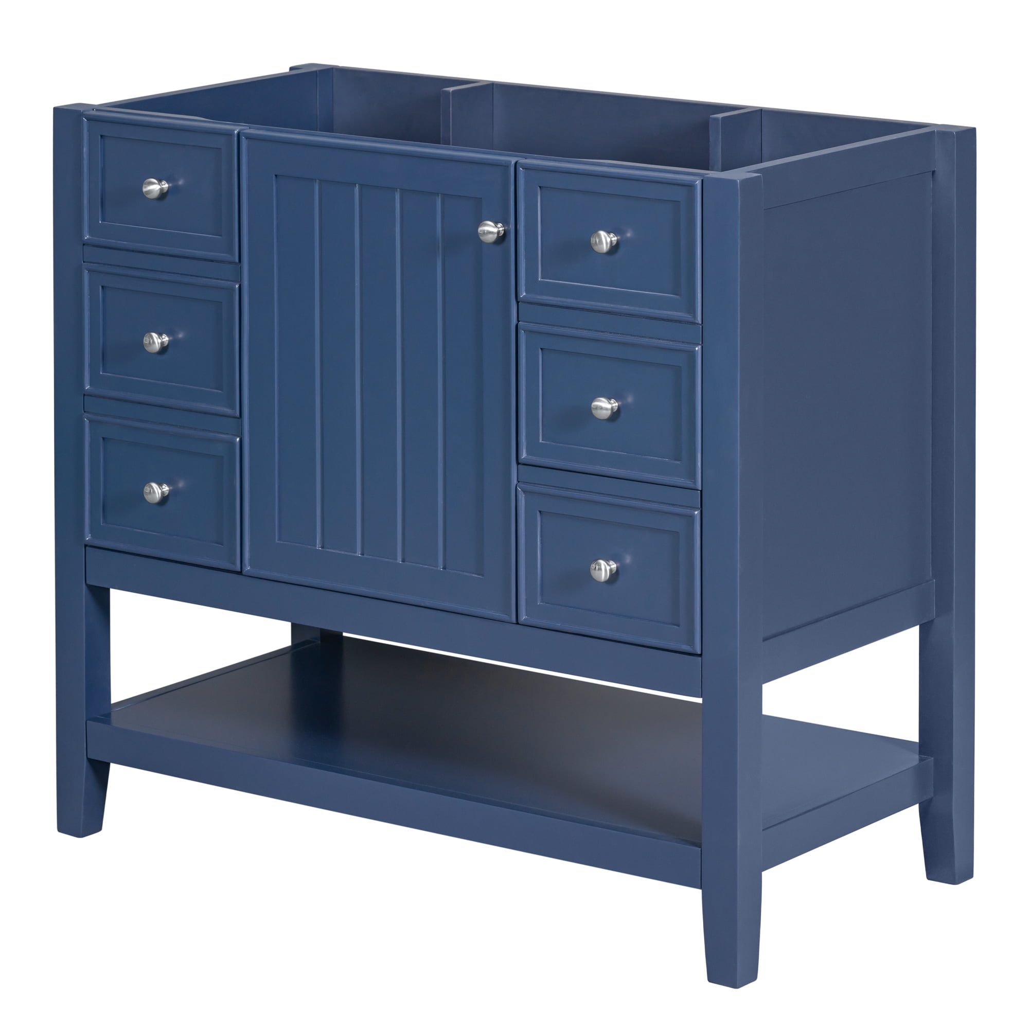 36" Blue Painted Freestanding Bathroom Vanity Cabinet with Drawers