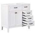 36" White Freestanding Bathroom Vanity Cabinet, Wood & MDF, 3 Drawer, 2 ...