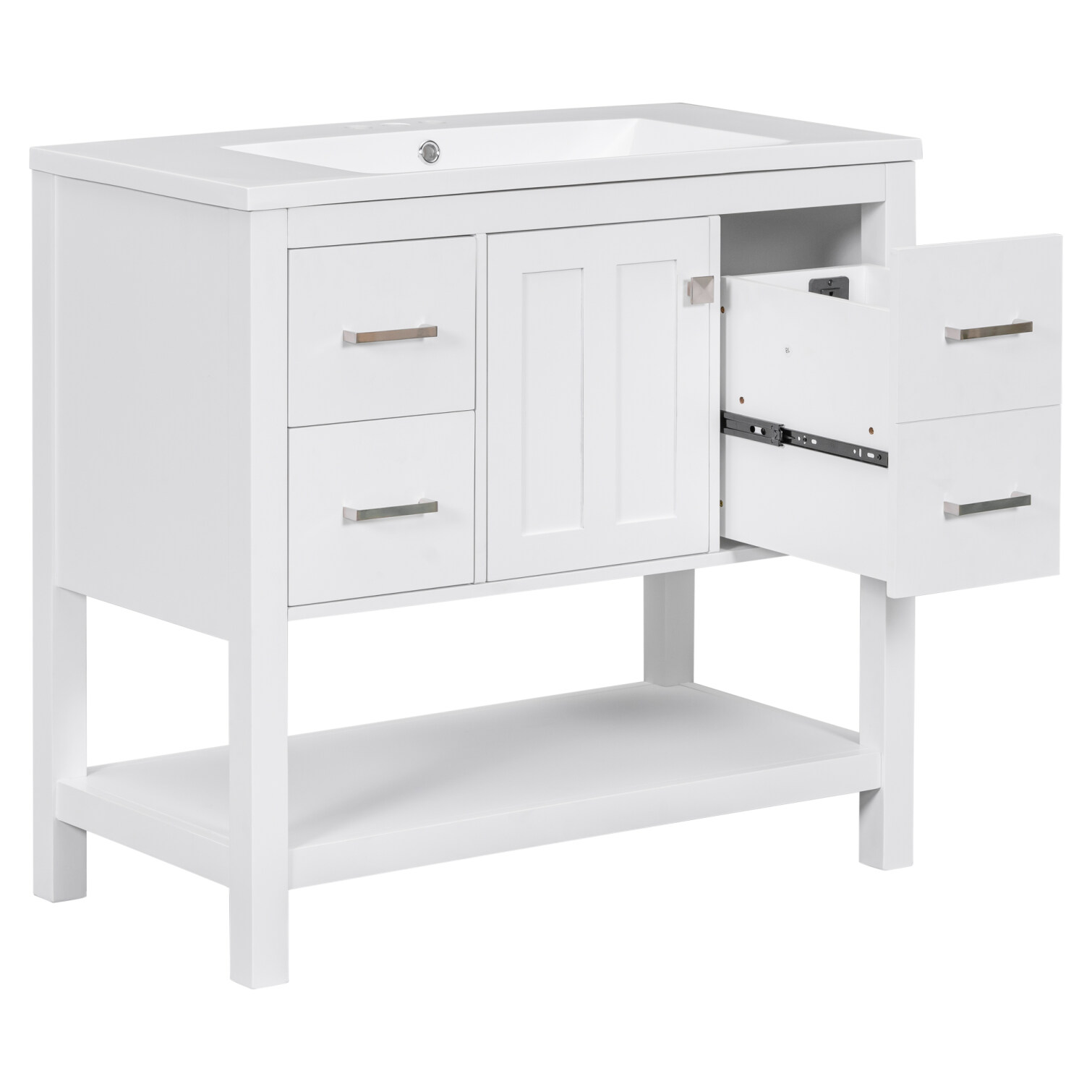 36" Bathroom Vanity without Sink, Modern Under Sink with USB, 3