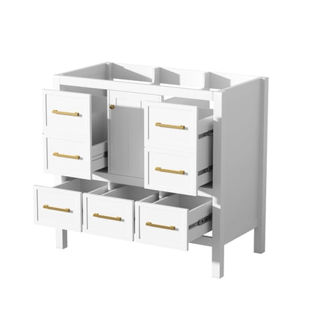 36'' Bathroom Vanity without Sink, Solid Wood Frame Bathroom Storage Cabinet, Freestanding Vanity with 5 Drawers& Soft Closing Doors (NOT INCLUDE BASIN SINK )