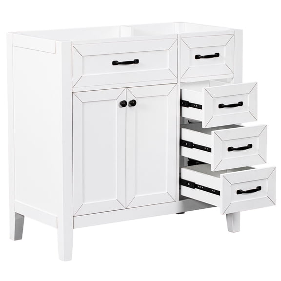 36" Bathroom Vanity without Sink | Stylish Design for Bathroom Decor, Enclosed Storage | Real Rubber Wood Frame, MDF Boards | Keeps Bathroom Items Organized