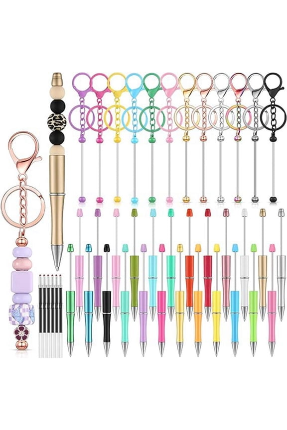 36 Beaded Pen Beaded Keychain Strips 12 Beadable Keychain Strips 24 Blank Beaded Pens Craft Pen Making Kit Gift A