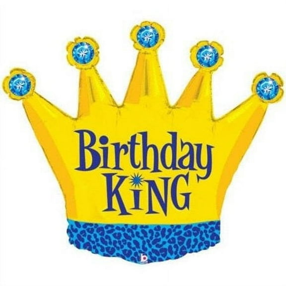 36" Birthday King Gold Crown Boys Super Shape Mylar Foil Balloon Party