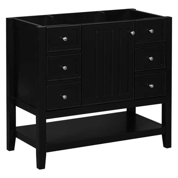 36" Black - Adjustable Shelf and Drawers - Bathroom - Maximize Storage Efficiency