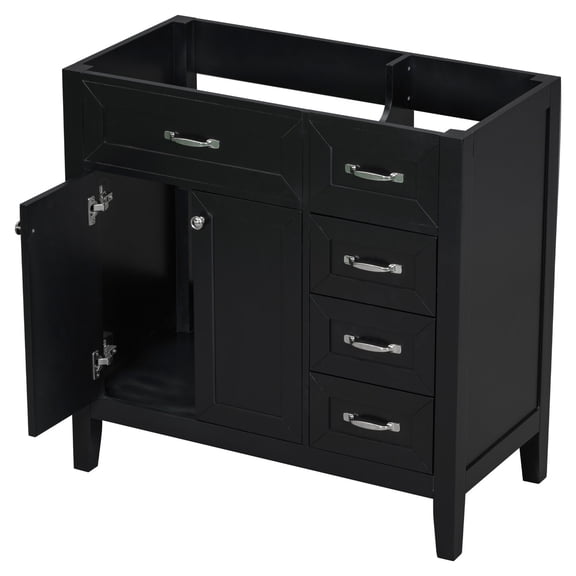 36" Black Modern Bathroom Vanity with Drawers, Durable and Ample Storage Space