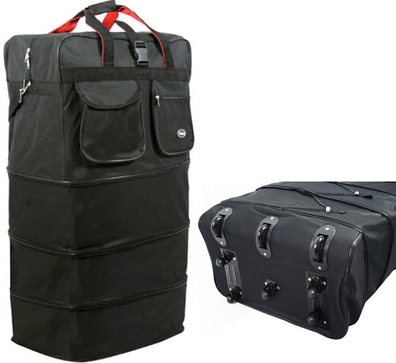 36" Black Rolling Expandable Duffle Bag Spinner Suitcase Luggage 8