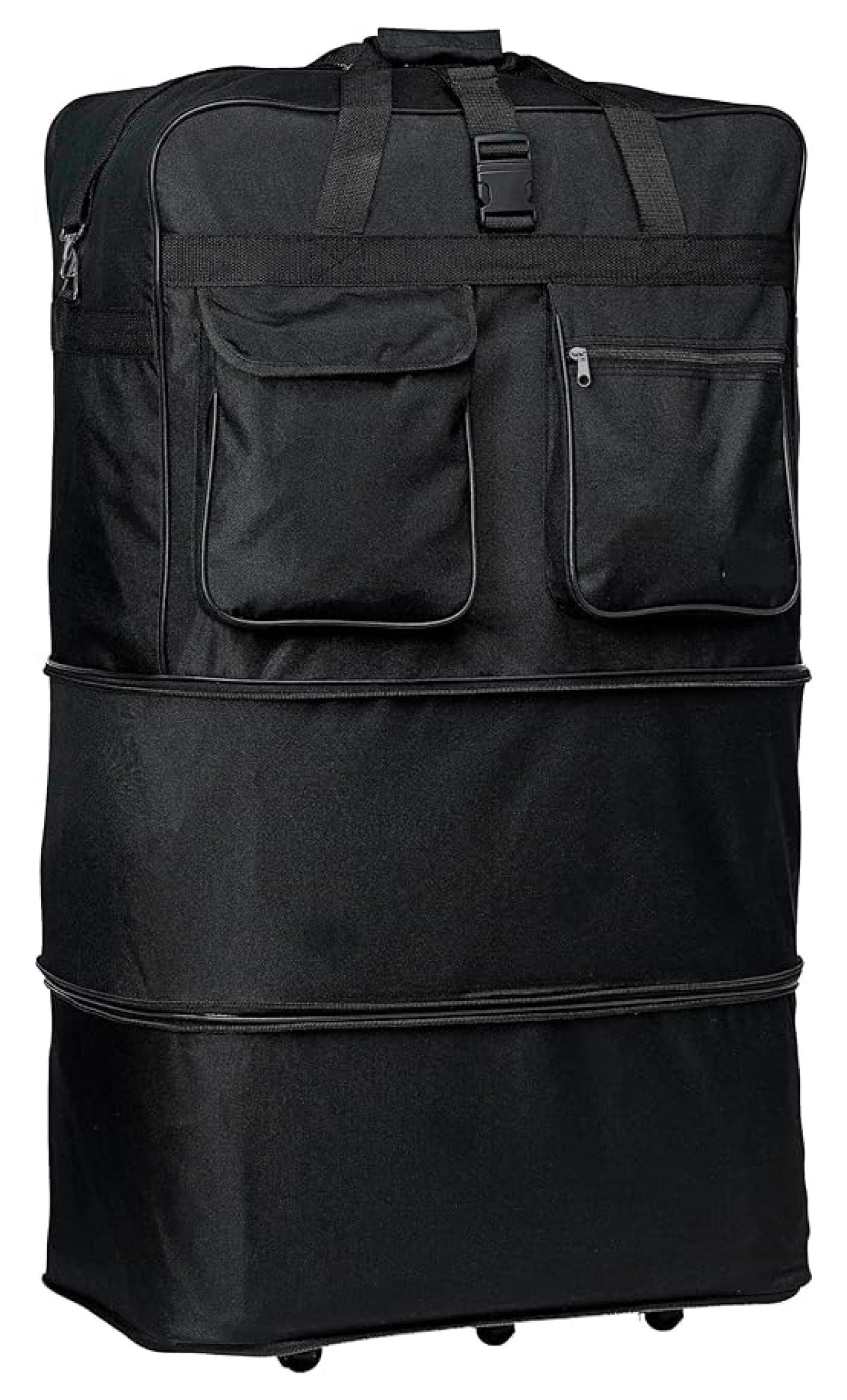 36" Black Rolling Wheeled Expandable Duffle Bag Spinner Suitcase Luggage - 5 Wheels