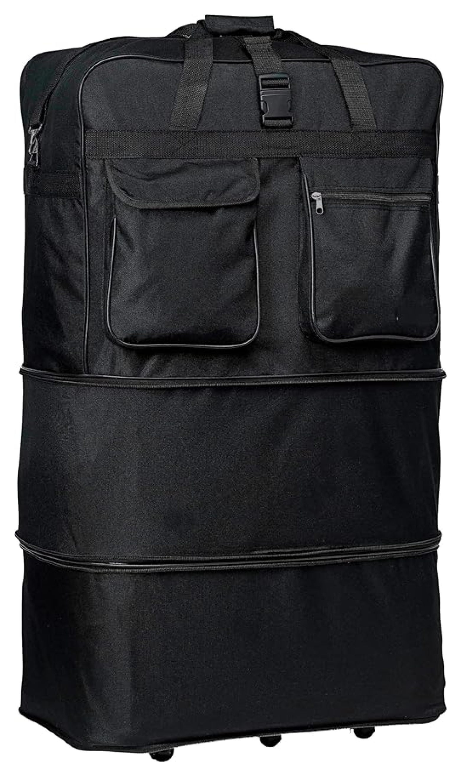 36" Black Rolling Wheeled Expandable Duffle Bag Spinner Suitcase Luggage - 5 Wheels