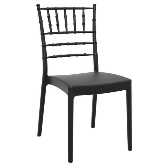 Luxury Commercial Living 36" Black Stackable Outdoor Patio Armless Dining Chair