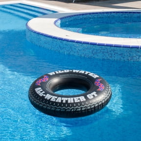 Swim Central Inflatable Wild Water Monster Tire Inner Tube - 36" - Black and White