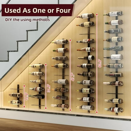 36 Bottle Wall Mounted Wine Rack, Modular Hanging Storage for , Kitchen, Cellar