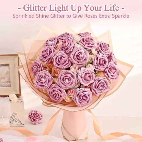 36 Bouquets of Realistic Bright Pink Foam Roses - Elegant Artificial Flowers for Weddings, Anniversaries, and Birthdays