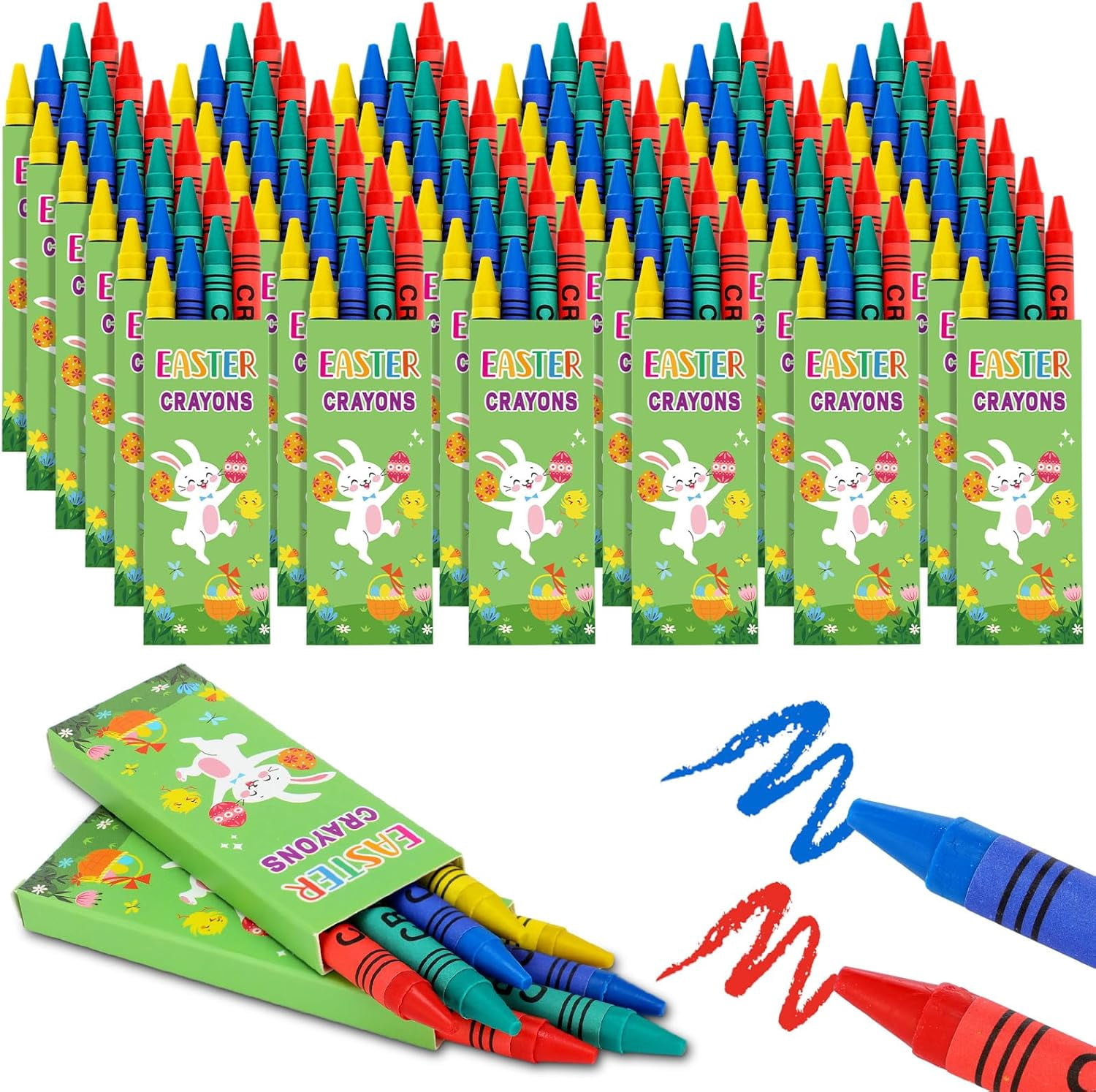 36 Boxes of 4 Pastel Easter Crayons Gifts Bulk Total 144 Religious Christian Bunny Basic Supplies and Basket Stuffers for Church Sunday Party Favors Drawing Art