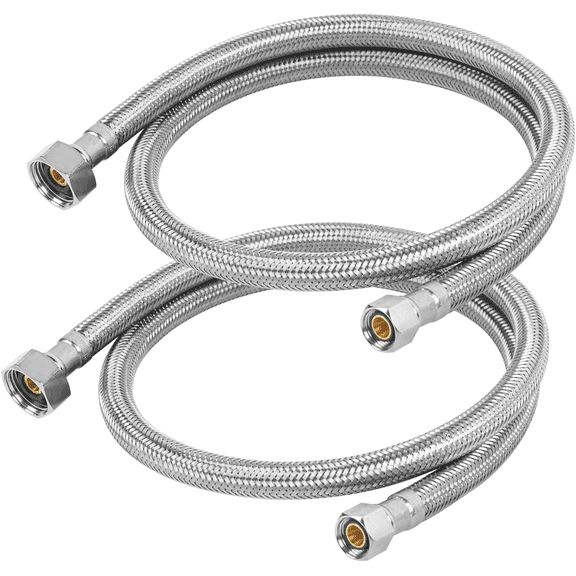 36" Braided 3/8" Comp x 1/2" FIP Faucet Hose Connector, Stainless Steel Braided Supply Line (2 Pack)