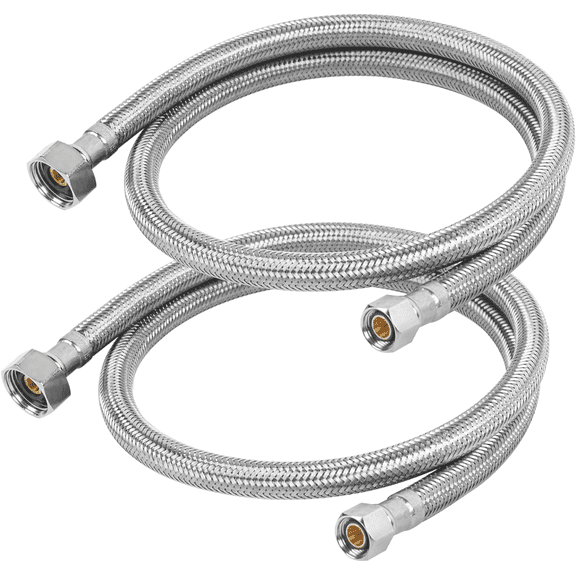 36" Braided Faucet Supply Line, 3/8" Comp x 1/2" FIP Stainless Steel Braided Kitchen Faucet Hose Connector for Kitchen Sink, Brass Nut, 2 Pack
