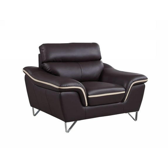 36" Brown Contemporary Leather Loveseat