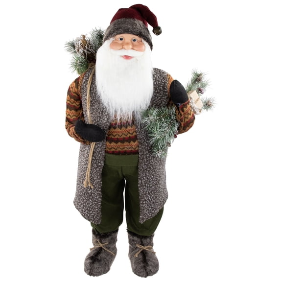 36" Brown Standing Santa Claus Christmas Figurine