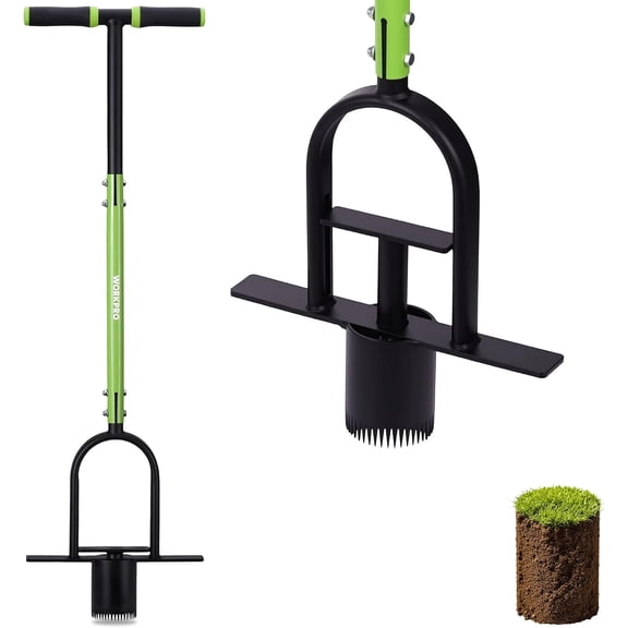 36" Bulb Planter Tool, Long Handle Sod Plugger, Grass Plugger Tool with Serrated Base, Dual Pedals, Garden Tool for Planting, Transplanting, Weeding, Digging Holes for Tulips, Daffodils