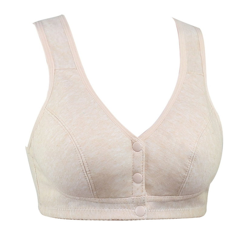 36 C Soft Cotton Front Buckle Middle Aged And Elderly Underwear Women  Smooth No Underwire Wide Strap Vest Type New Large Size Bra 