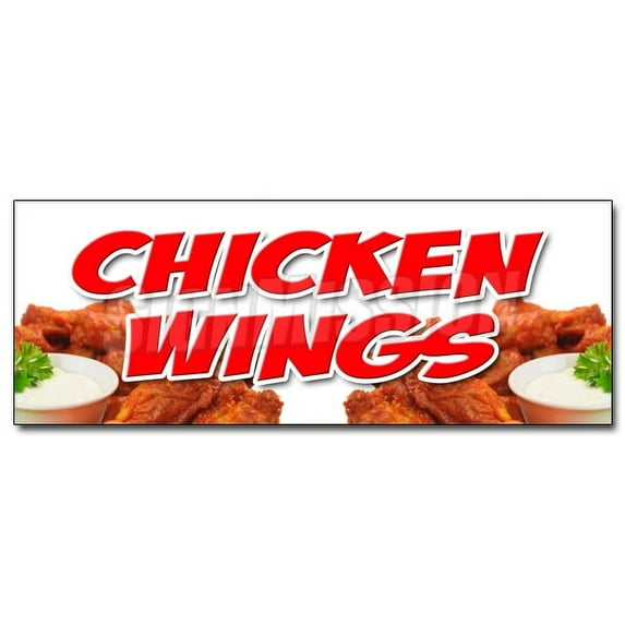 36" CHICKEN WINGS DECAL sticker crispy spicy buffalo hot dipping sauce