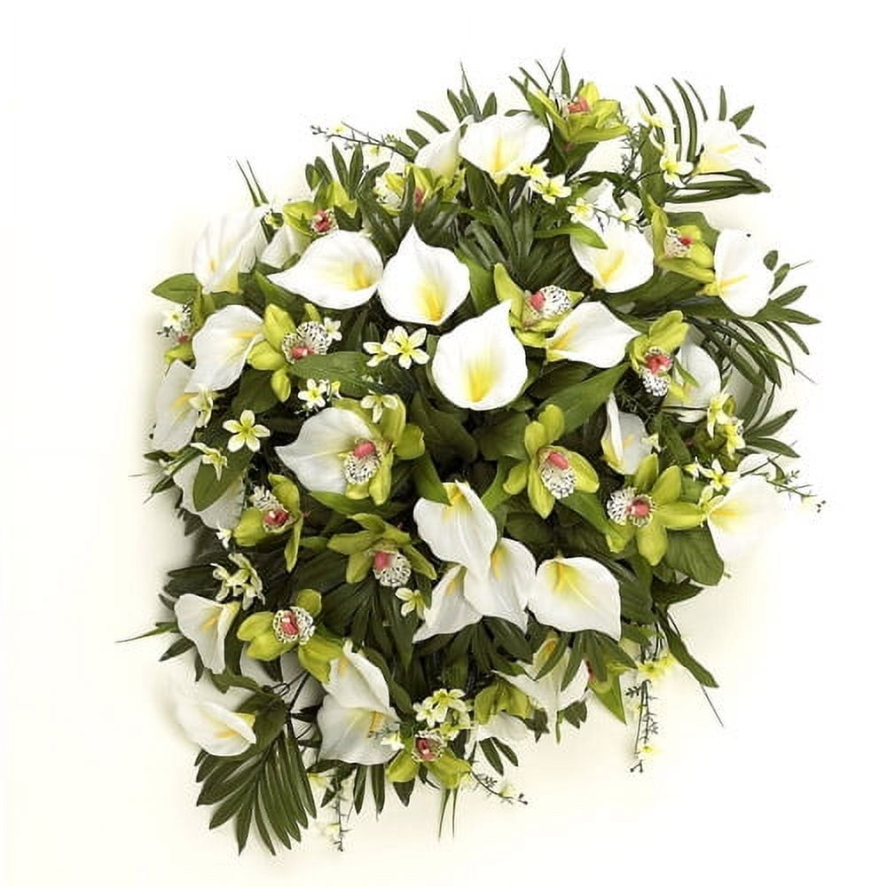 36" Calla Lily Headstone Spray, Cream