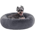 36" Calming Dog Bed with Removable Cover,Anti Anxiety Donut Dog Bed,Plush Round Pet Beds for