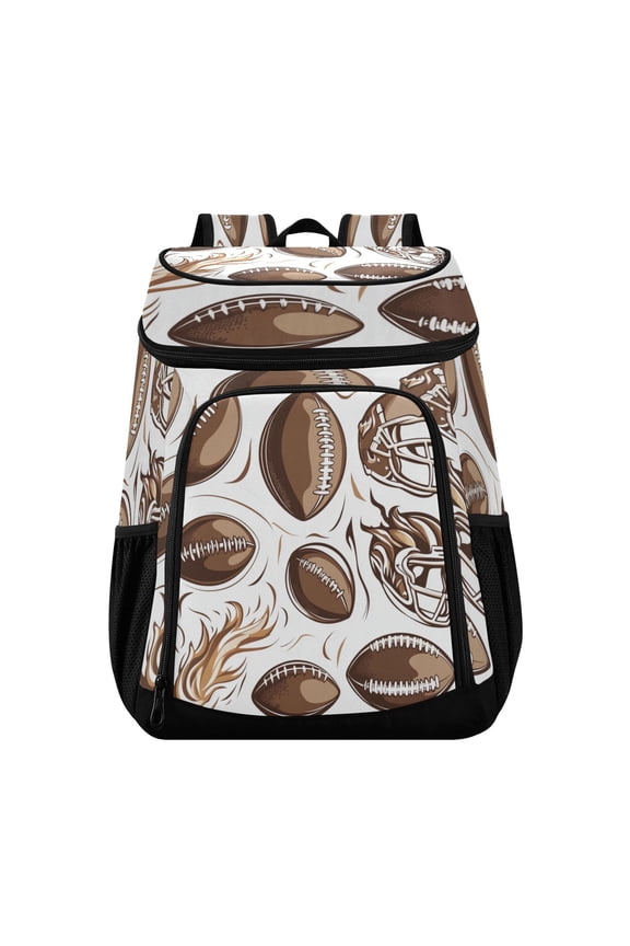 36 Can Capacity Insulated Backpack Cooler Lunch Bag for Picnics, Camping American Football and Helmets