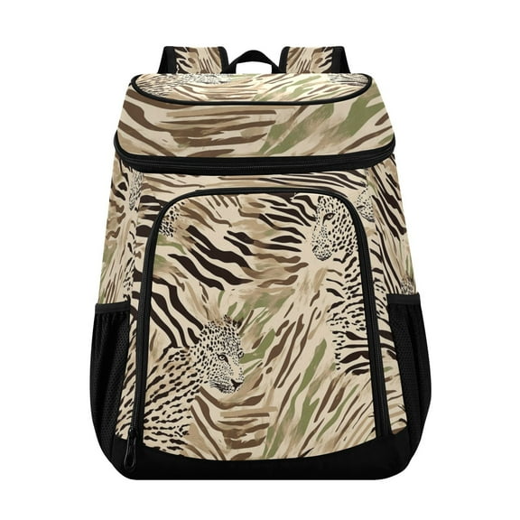 36 Can Capacity Insulated Backpack Cooler Lunch Bag for Picnics, Camping Leopard Print Pattern