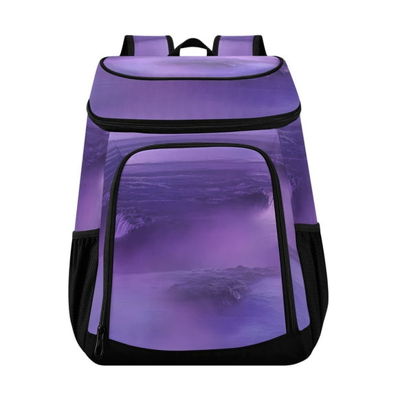 36 Can Capacity Insulated Backpack Cooler Lunch Bag for Picnics, Camping Purple Mist