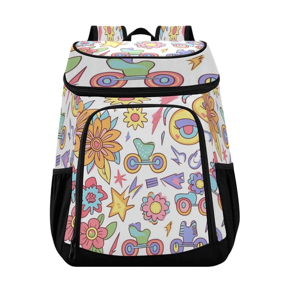 36 Can Capacity Insulated Backpack Cooler Lunch Bag for Picnics, Camping Roller Skates and Flowers