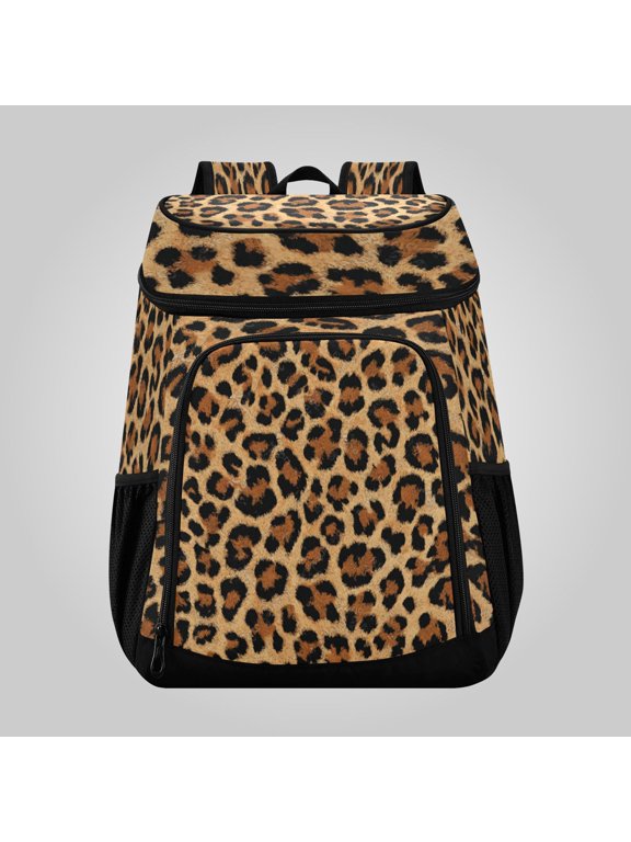 36 Can Large Insulated Backpack Cooler Leakproof Lunch Backpack with Multiple Pockets Waterproof Thermal Cooler Bag for Work, Picnic, Hiking, Camping & Outdoor Activities Wild Amber Cheetah