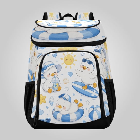 36 Can Large Insulated Backpack Cooler Leakproof Lunch Backpack with Multiple Pockets Waterproof Thermal Cooler Bag for Work, Picnic, Hiking, Camping & Outdoor Activities Cute Summer Ducks Graphic