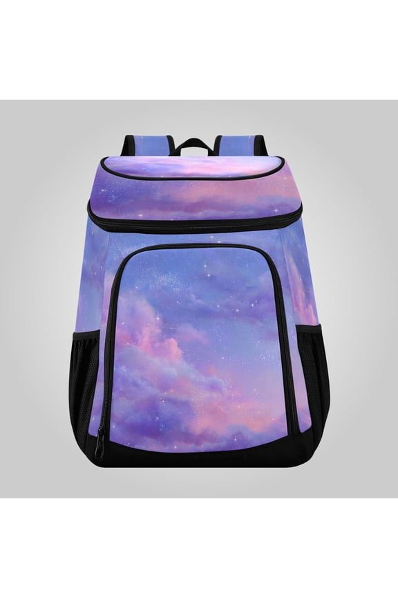 36 Can Large Insulated Backpack Cooler Leakproof Lunch Backpack with Multiple Pockets Waterproof Thermal Cooler Bag for Work, Picnic, Hiking, Camping & Outdoor Activities Purple Pink Twilight Galaxy