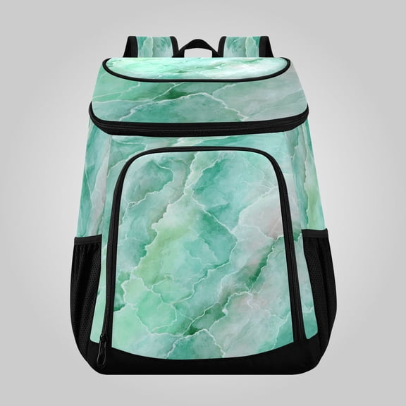 36 Can Large Insulated Backpack Cooler Leakproof Lunch Backpack with Multiple Pockets Waterproof Thermal Cooler Bag for Work, Picnic, Hiking, Camping & Outdoor Activities Calm Mint Marble Pattern