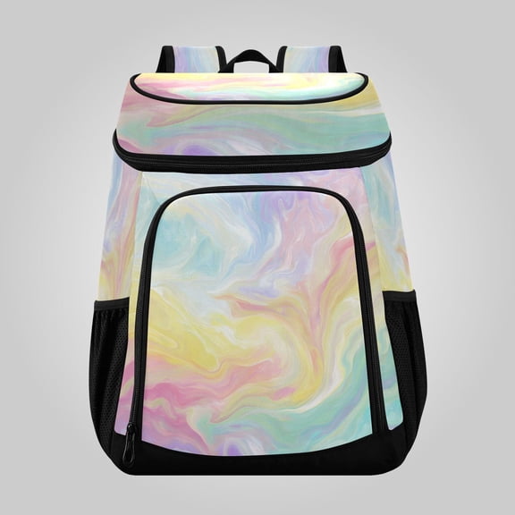 36 Can Large Insulated Backpack Cooler Leakproof Lunch Backpack with Multiple Pockets Waterproof Thermal Cooler Bag for Work, Picnic, Hiking, Camping & Outdoor Activities Rainbow Liquid Vortex