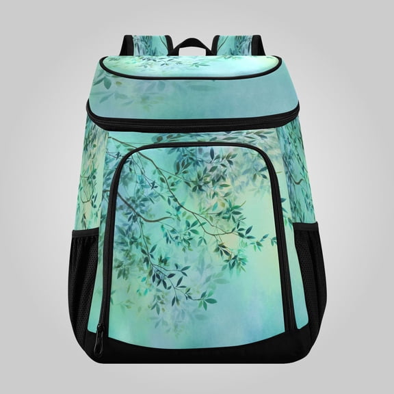 36 Can Large Insulated Backpack Cooler Leakproof Lunch Backpack with Multiple Pockets Waterproof Thermal Cooler Bag for Work, Picnic, Hiking, Camping & Outdoor Activities Fresh Teal Foliage