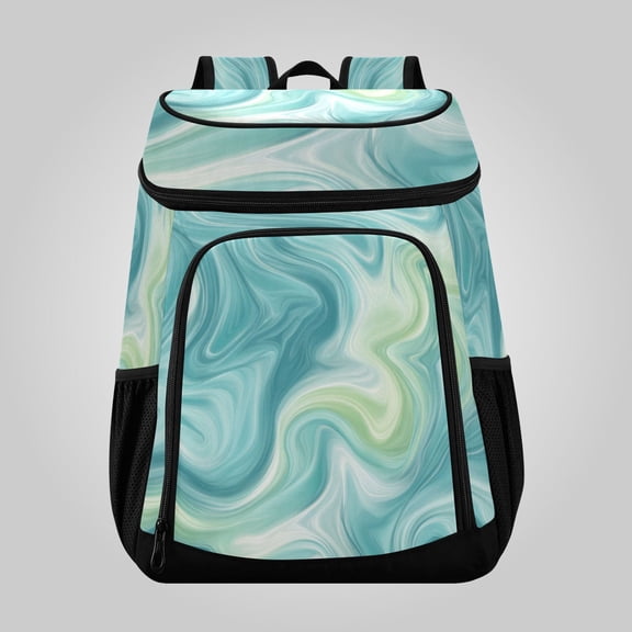 36 Can Large Insulated Backpack Cooler Leakproof Lunch Backpack with Multiple Pockets Waterproof Thermal Cooler Bag for Work, Picnic, Hiking, Camping & Outdoor Activities Oceanic Liquid Marble Design