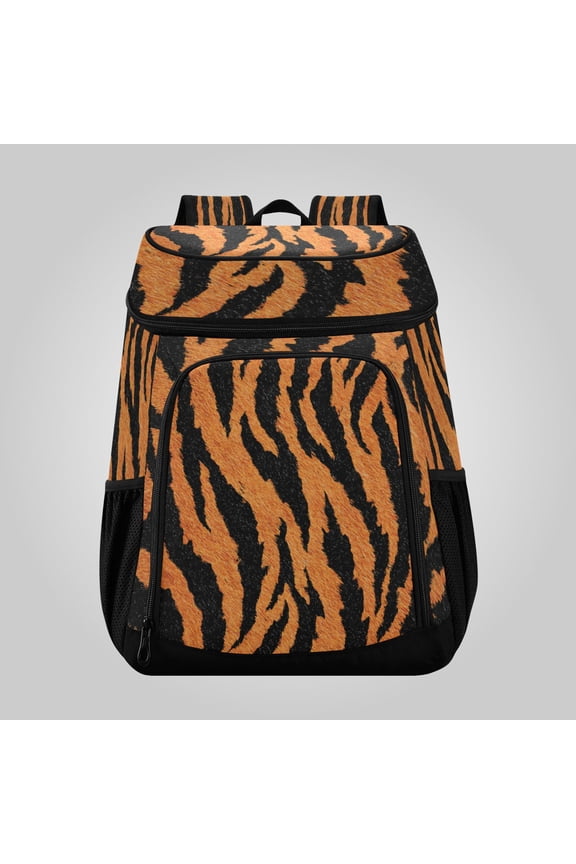 36 Can Large Insulated Backpack Cooler Leakproof Lunch Backpack with Multiple Pockets Waterproof Thermal Cooler Bag for Work, Picnic, Hiking, Camping & Outdoor Activities Plush Tiger Stripe Pattern