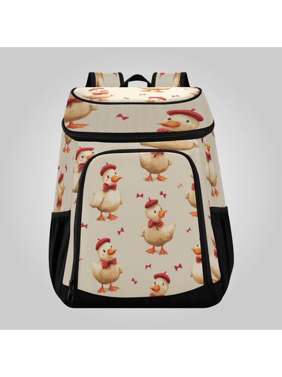 36 Can Large Insulated Backpack Cooler Leakproof Lunch Backpack with Multiple Pockets Waterproof Thermal Cooler Bag for Work, Picnic, Hiking, Camping & Outdoor Activities Dapper Duck Pattern