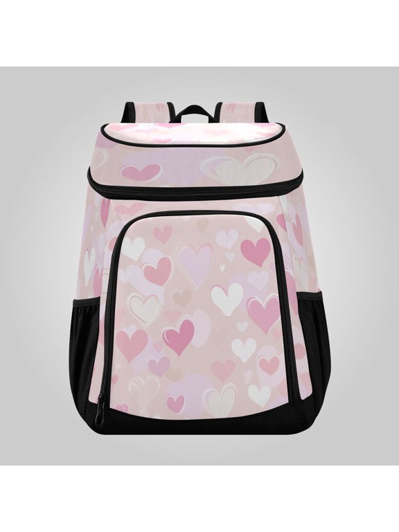 36 Can Large Insulated Backpack Cooler Leakproof Lunch Backpack with Multiple Pockets Waterproof Thermal Cooler Bag for Work, Picnic, Hiking, Camping & Outdoor Activities Dreamy Heart Confetti